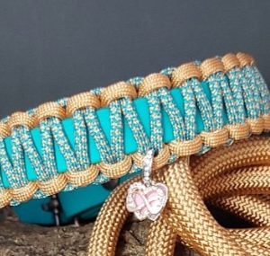 Paracord-Halsband „Copper & Sea“ – HU 35–42 cm – Einzelstück